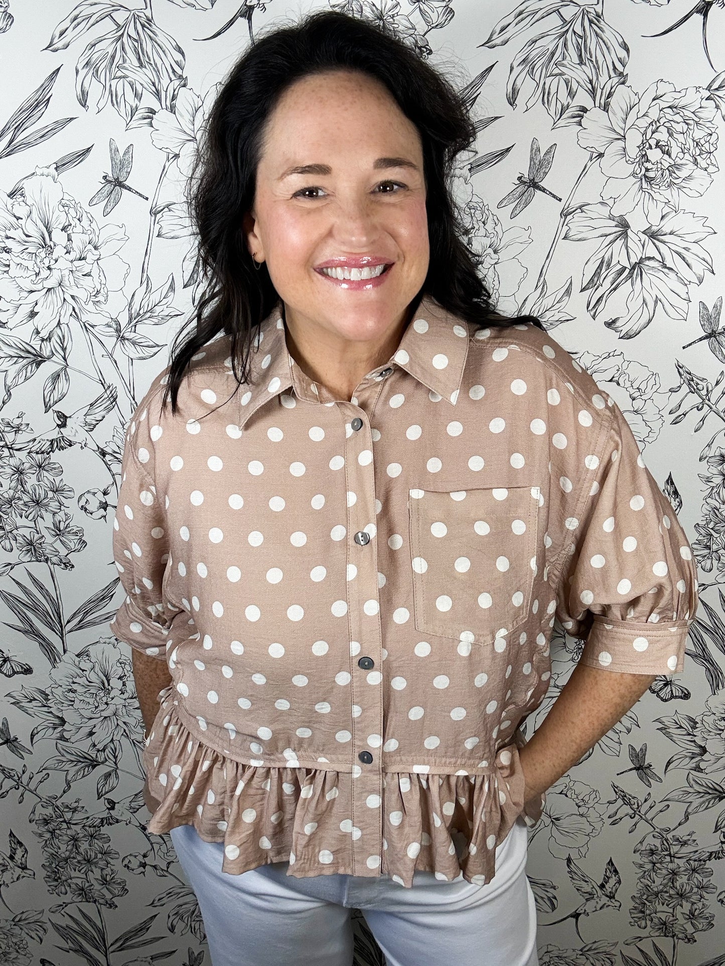 Soft Spot Vintage Polka Dot Blouse