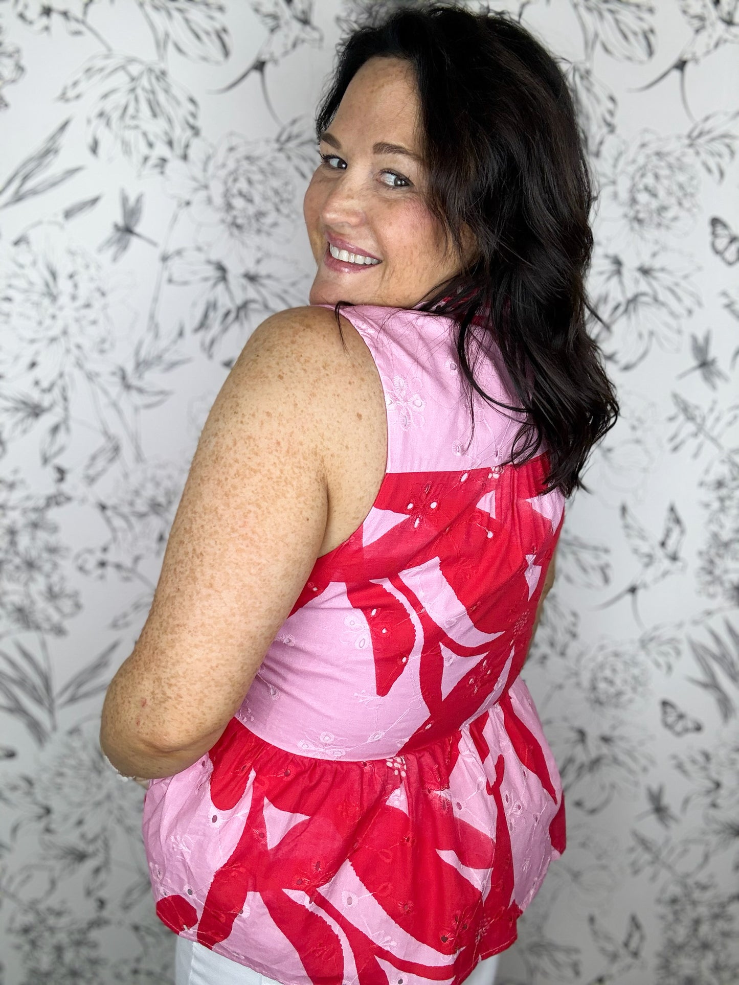 Peony Punch Ruffle Top
