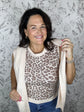 leopard knit tank with attached cardigan shawl ENTRO