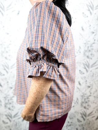 Country Roads Plaid Tie Blouse
