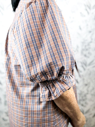 Country Roads Plaid Tie Blouse