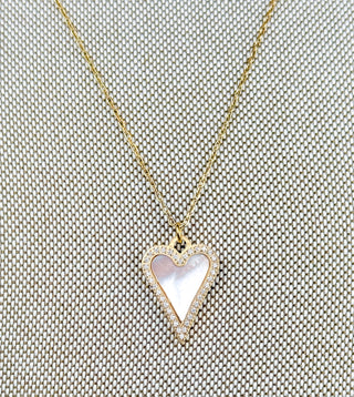 White Shell Heart Necklace | Gold