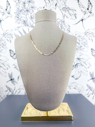 Mixed Metal Herringbone Necklace