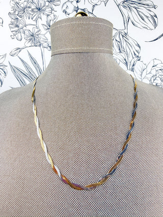 Mixed Metal Herringbone Necklace