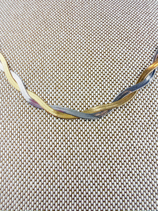 Mixed Metal Herringbone Necklace