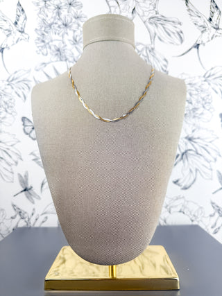 Mixed Metal Herringbone Necklace