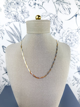 Mixed Metal Herringbone Necklace