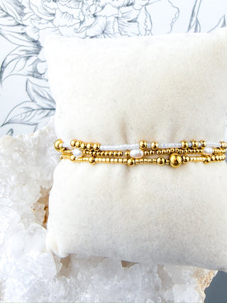 Beaded Game Day Stack | White