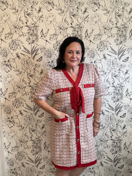 The Trina Red Tweed Dress - Best & Co. Boutique