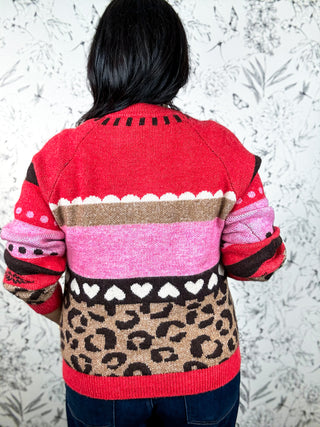 Wild Hearts Leopard Print Knit Cardigan