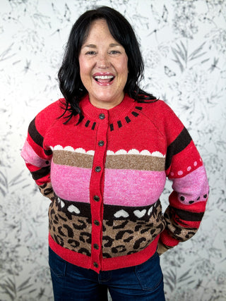 Wild Hearts Leopard Print Knit Cardigan