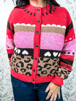 Wild Hearts Leopard Print Knit Cardigan