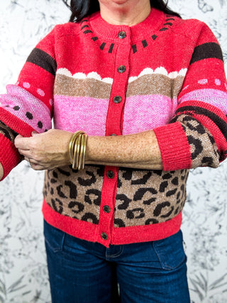 Wild Hearts Leopard Print Knit Cardigan