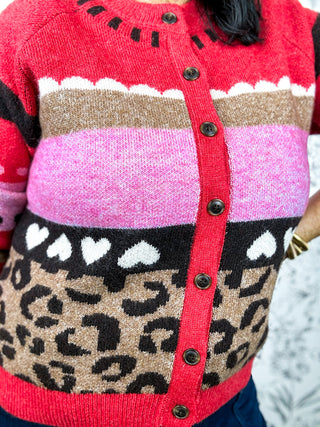 Wild Hearts Leopard Print Knit Cardigan