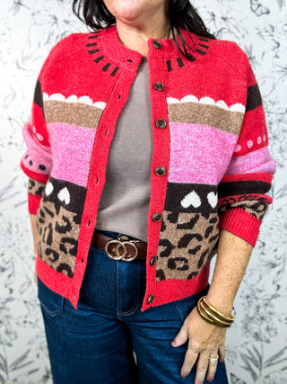 Wild Hearts Leopard Print Knit Cardigan