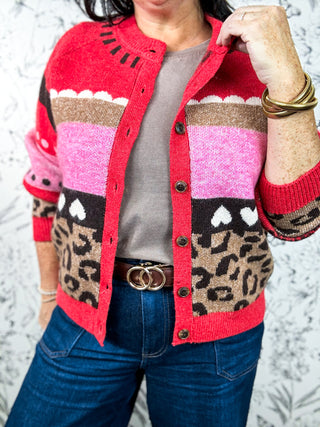 Wild Hearts Leopard Print Knit Cardigan