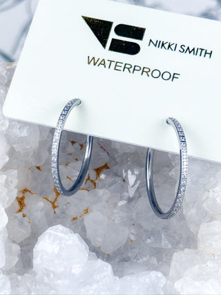 Silver Sutton Crystal Hoops-Medium