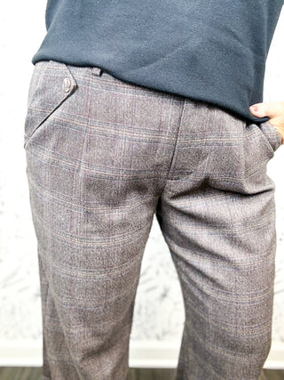 Avery High Rise Plaid Straight Leg Trouser
