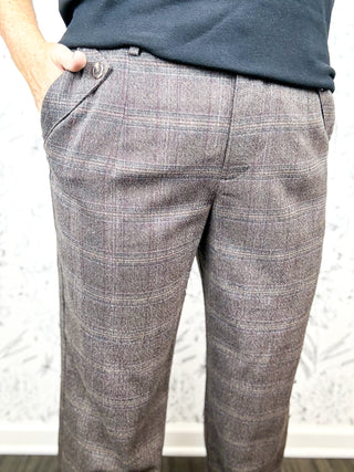 Avery High Rise Plaid Straight Leg Trouser