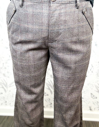 Avery High Rise Plaid Straight Leg Trouser