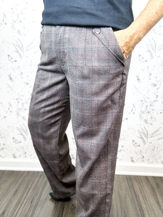 Avery High Rise Plaid Straight Leg Trouser