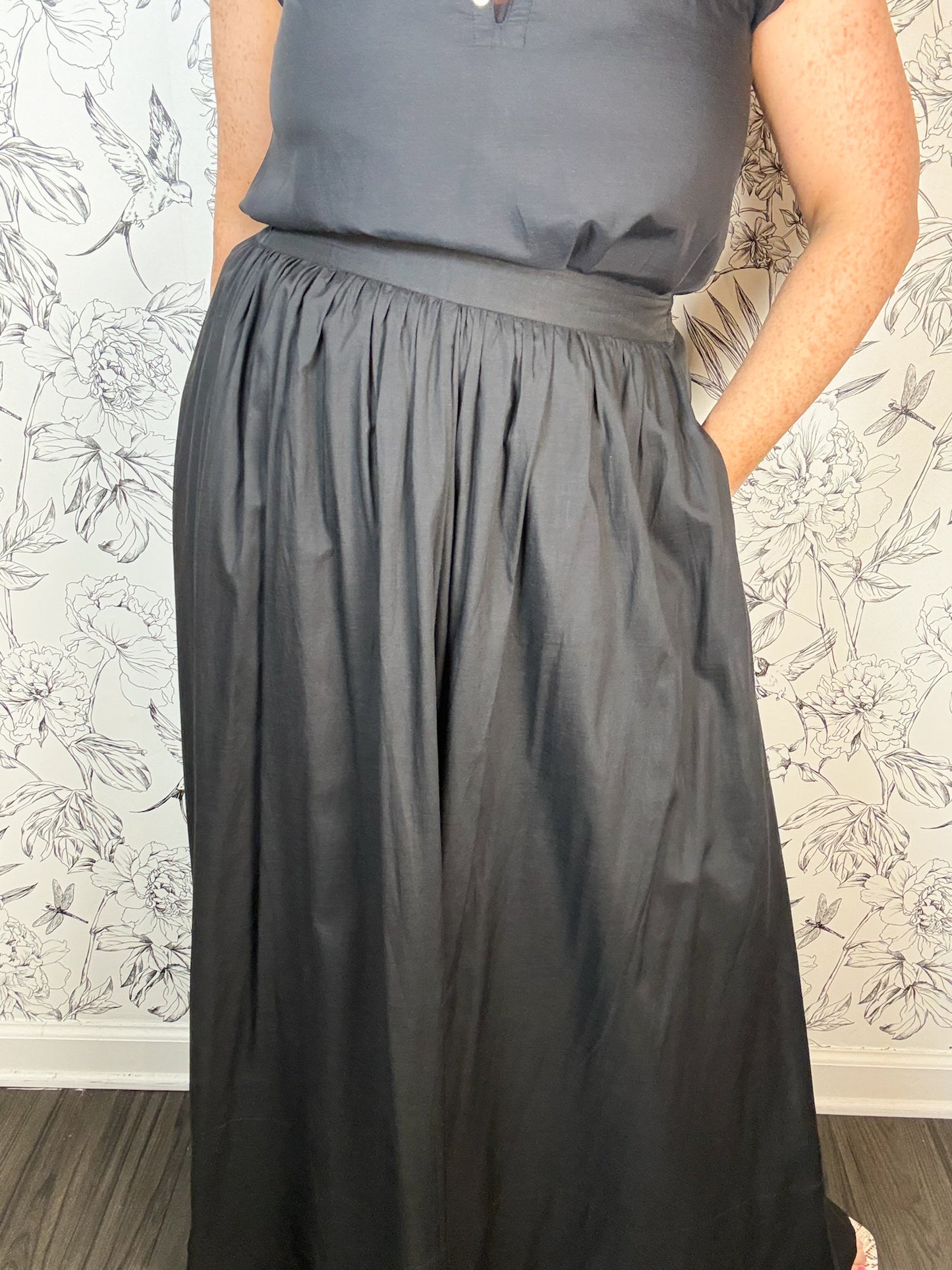 black full circle midi skirt ELAN