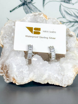 Esther Silver Diamond Hoops