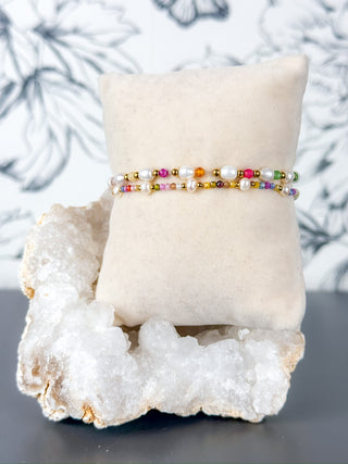Freshwater Pearl Stretch Beaded Bracelet