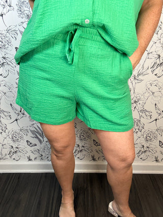 green gauze shorts ELAN