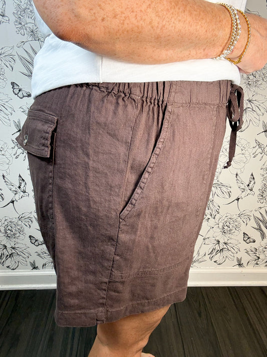 Katana Linen Short in Chocolate