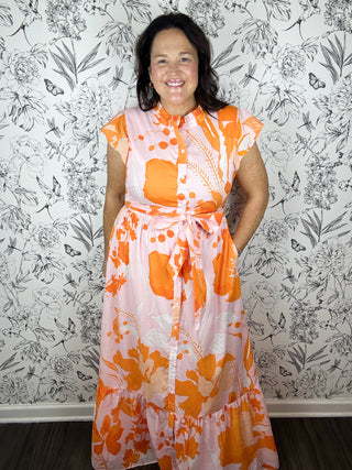 pink and orange floral maxi dress SUGAR LIPS
