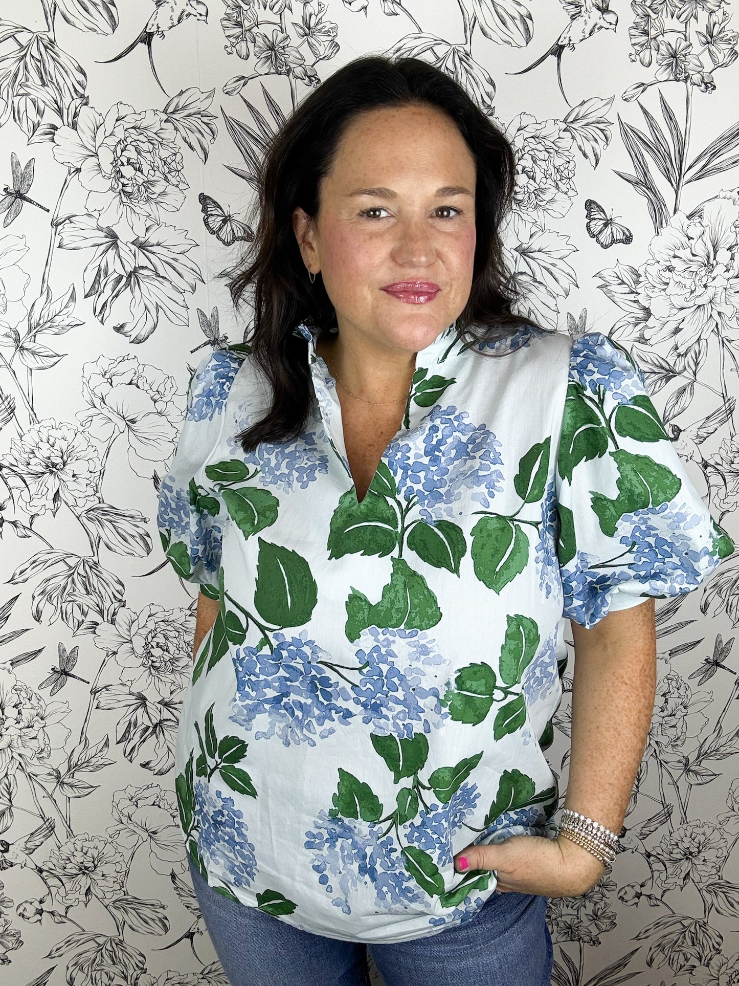 Mira Hydrangea Blouse