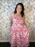 red chinoise floral sun dress VELVET HEART