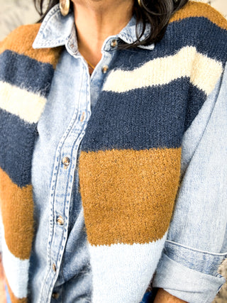 Heritage Stripe Shawl Collar Cardigan
