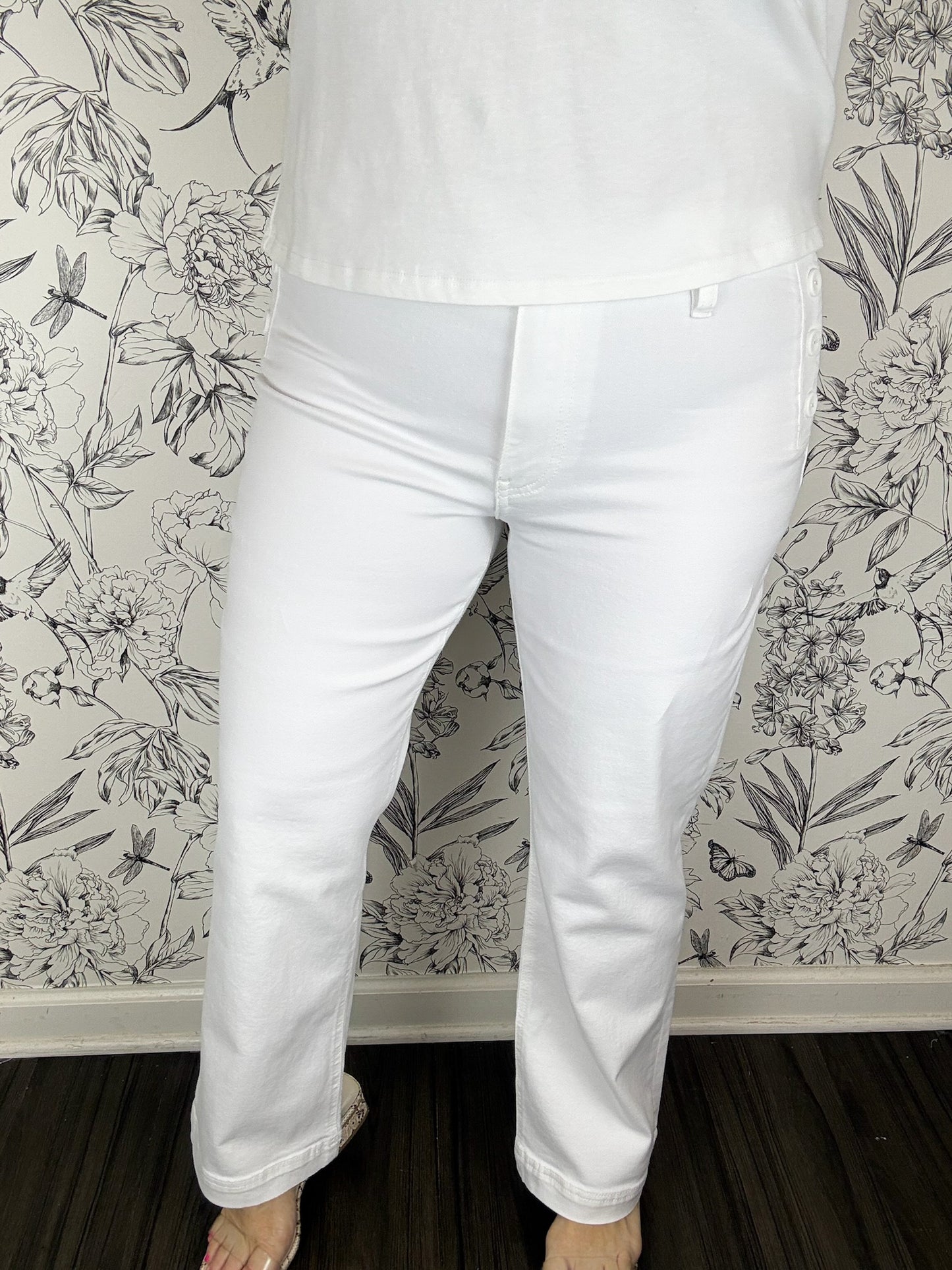 Kelsey Ankle Flare | White Twill