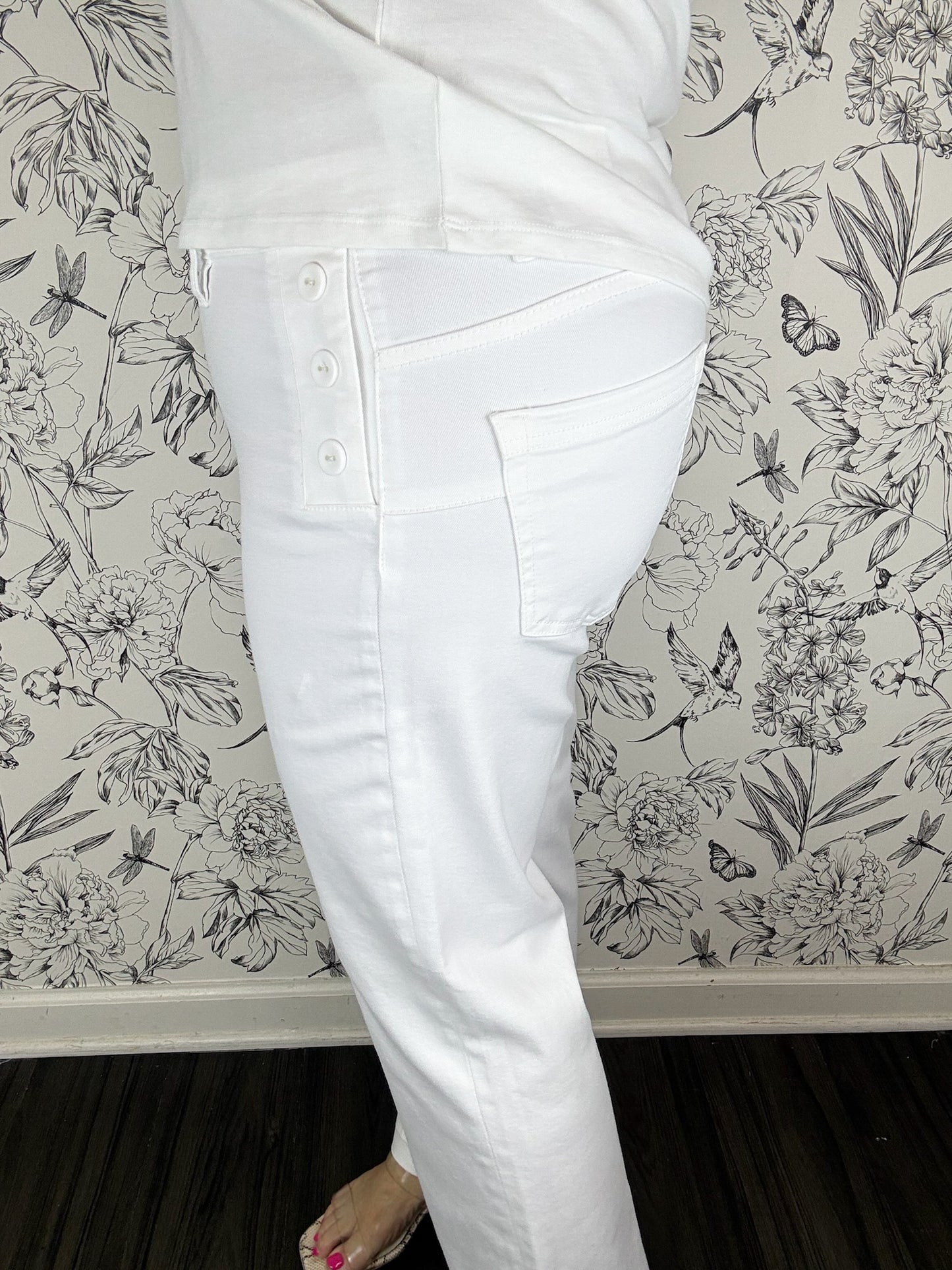 Kelsey Ankle Flare | White Twill