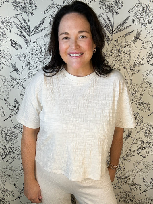 Sway Cropped Slub Tee | Whisper White