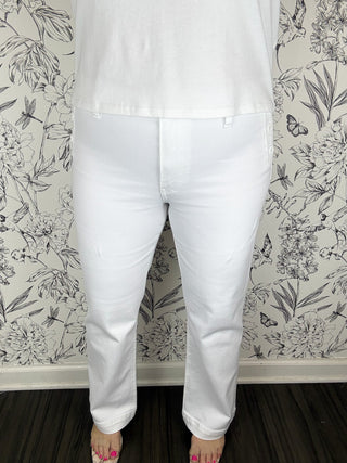 Kelsey Ankle Flare | White Twill