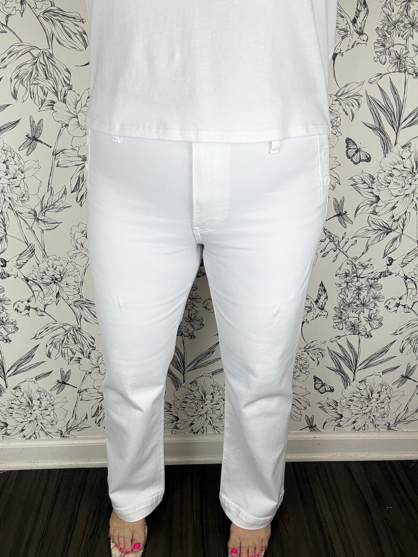 Kelsey Ankle Flare | White Twill
