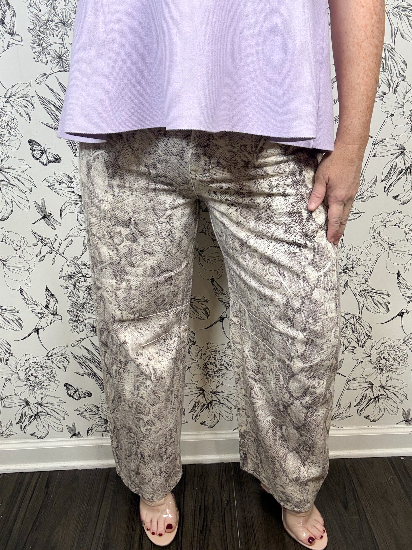 Snake Print Barrel Pant