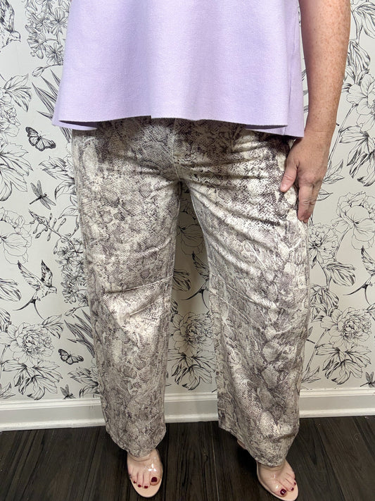 Snake Print Barrel Pant