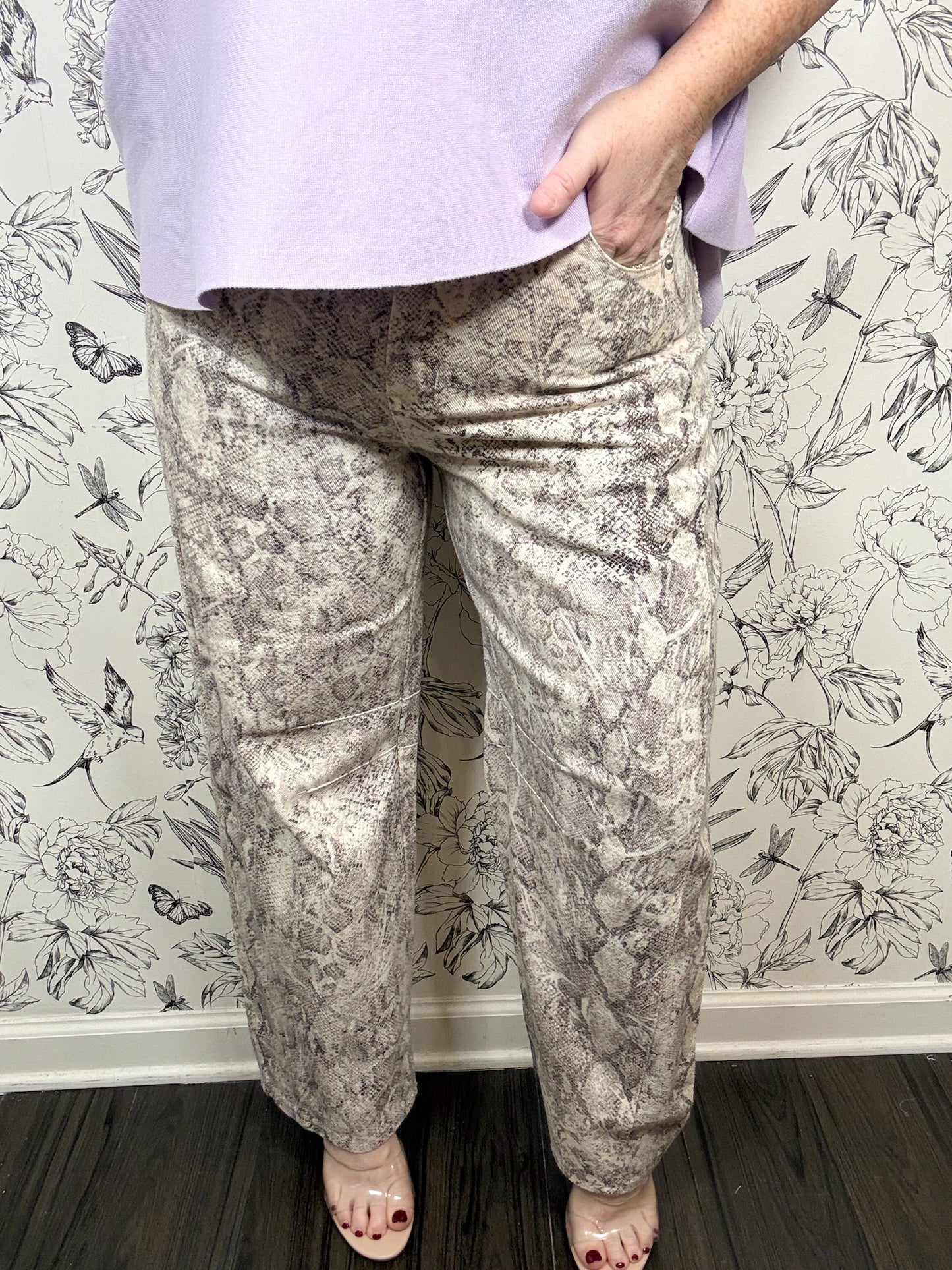 Snake Print Barrel Pant