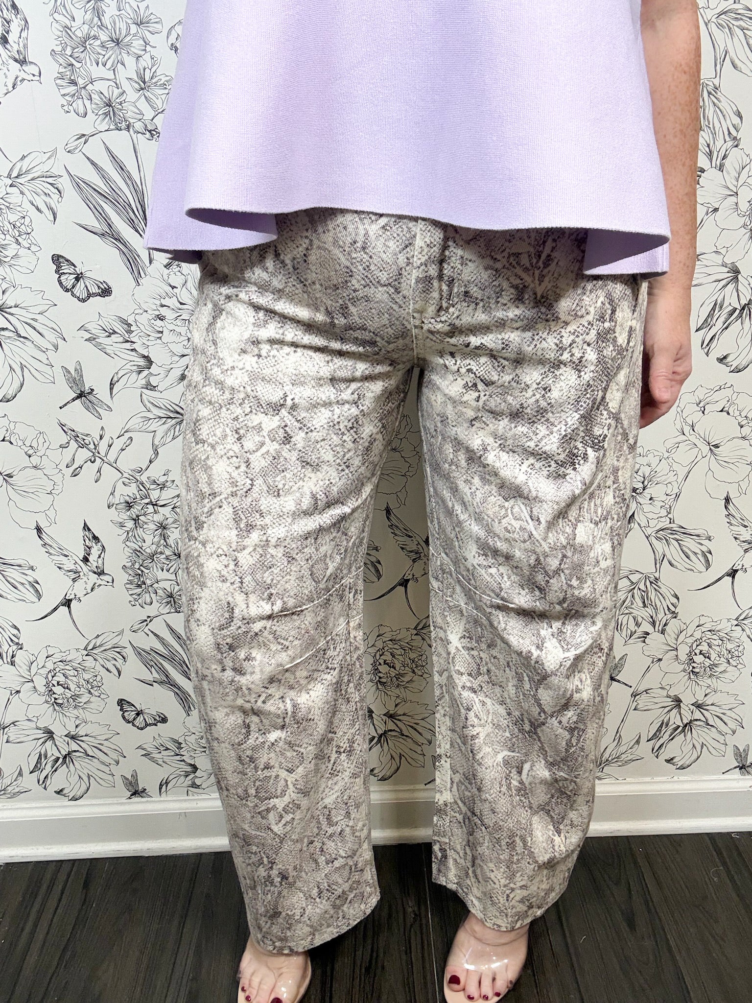 snake print barrel denim ENTRO