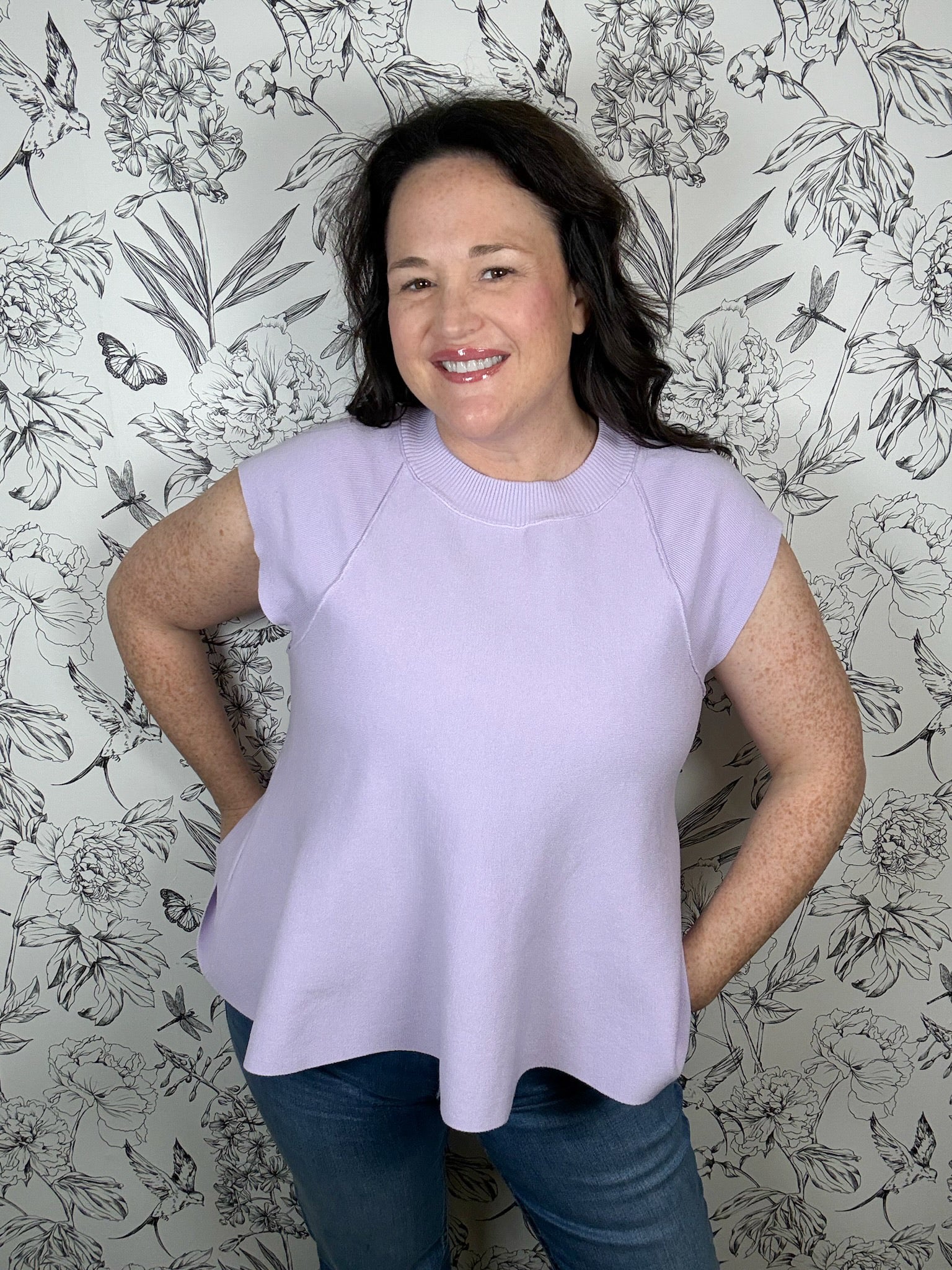 lavender knit swing top ENTRO