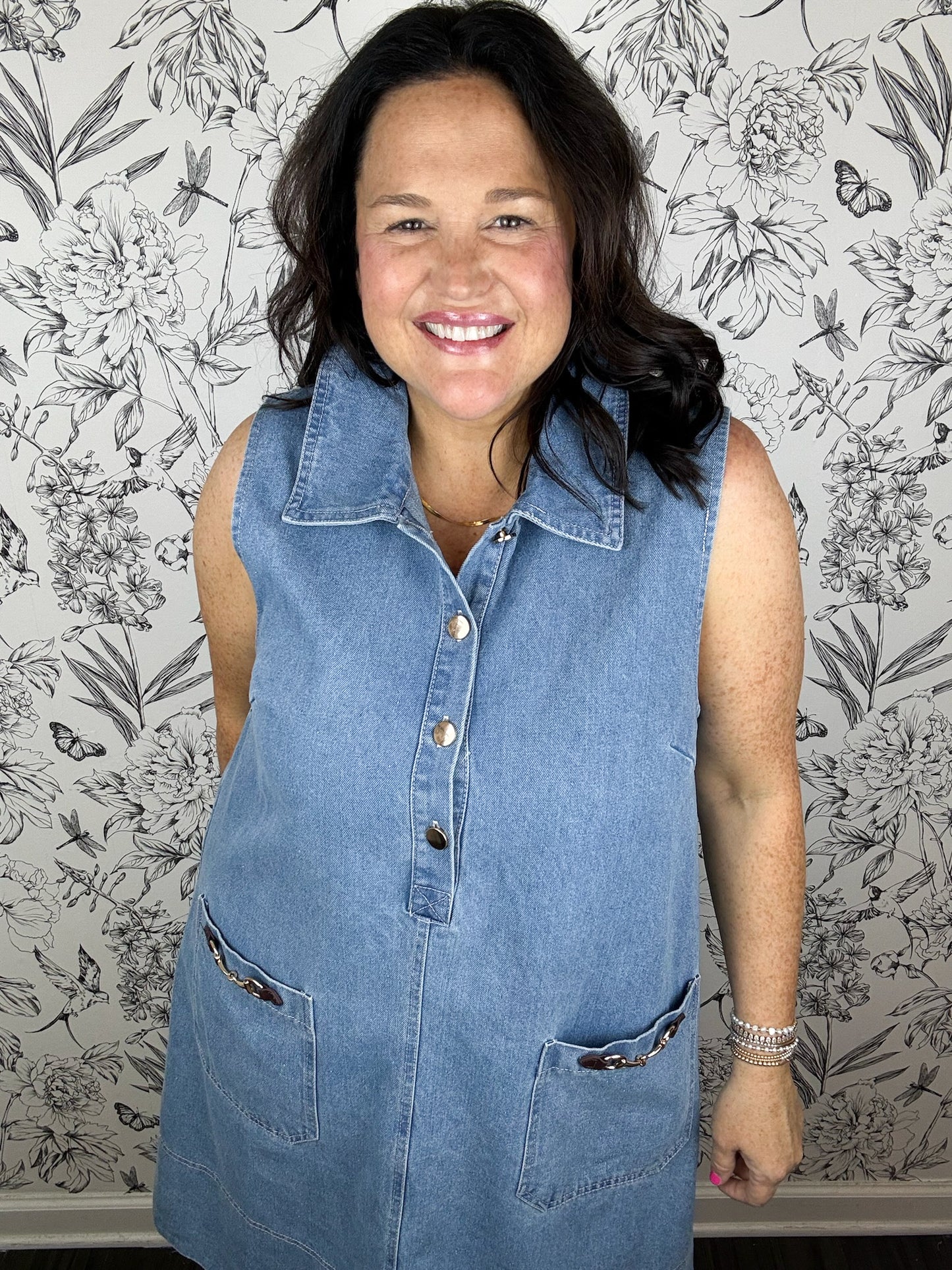 Saddle Up Horsebit Denim Mini Dress