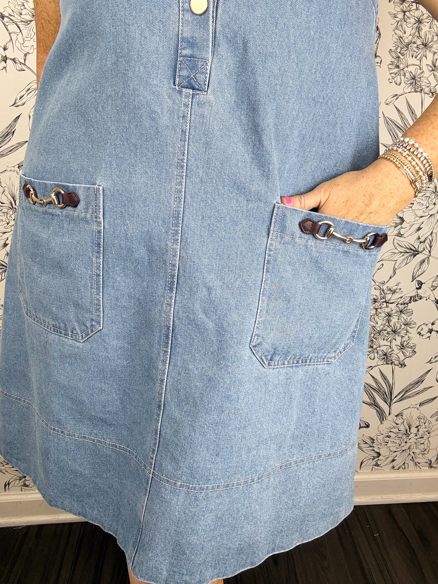 Saddle Up Horsebit Denim Mini Dress