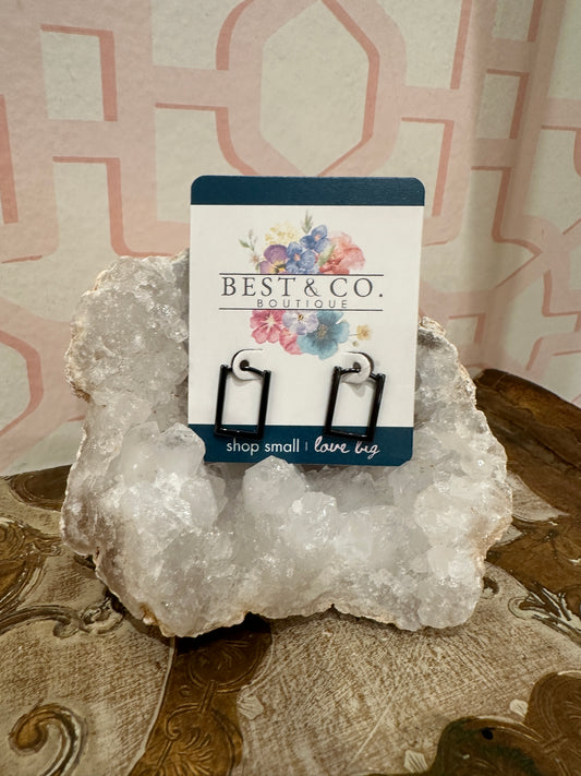Black Rectangular Hoops - Best & Co. Boutique