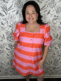 pink and red stripe mini dress ENTRO