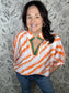 orange pink zebra stripe dolman blouse ENTRO CURVY
