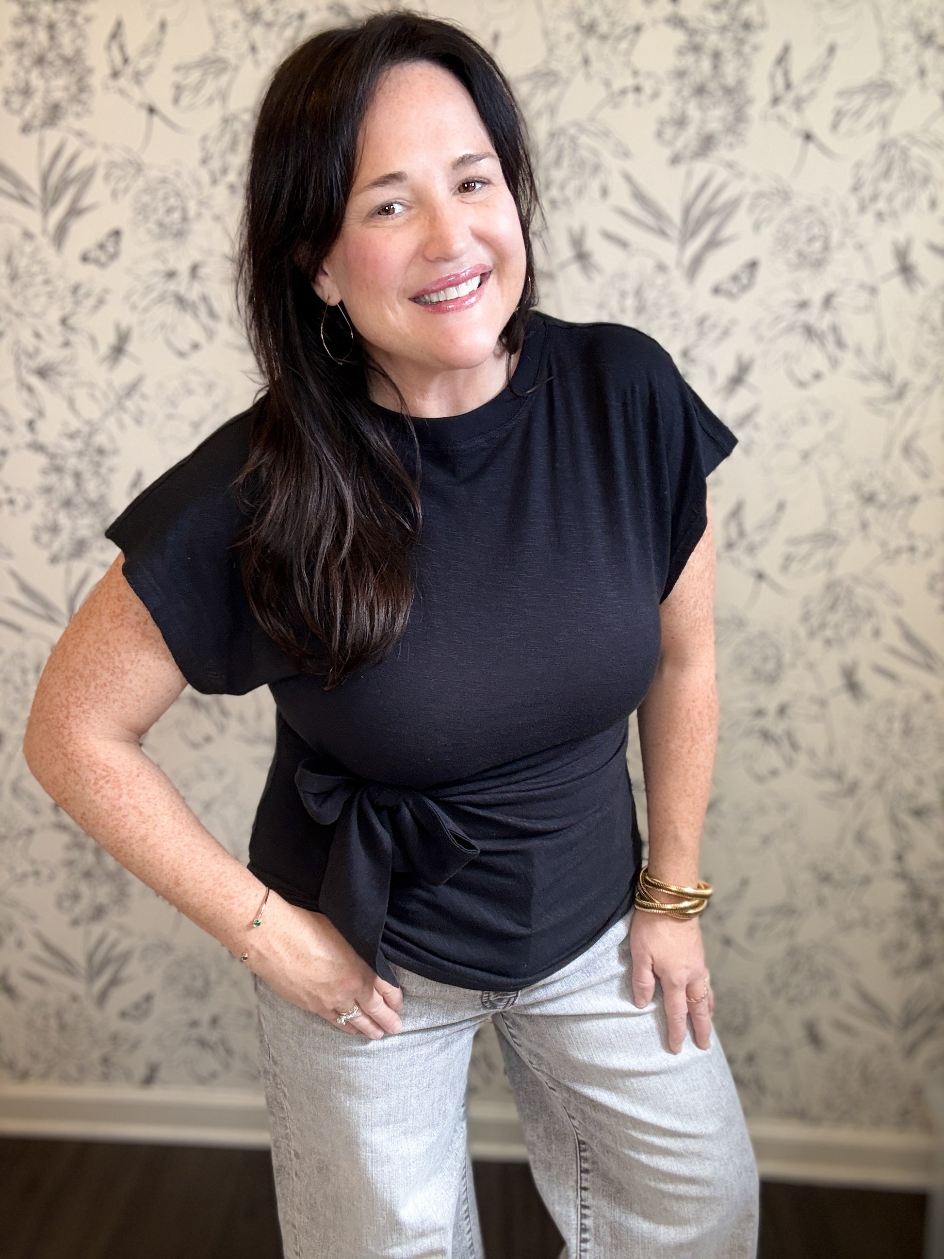 The Bridget Black Tie Blouse - Best & Co. Boutique